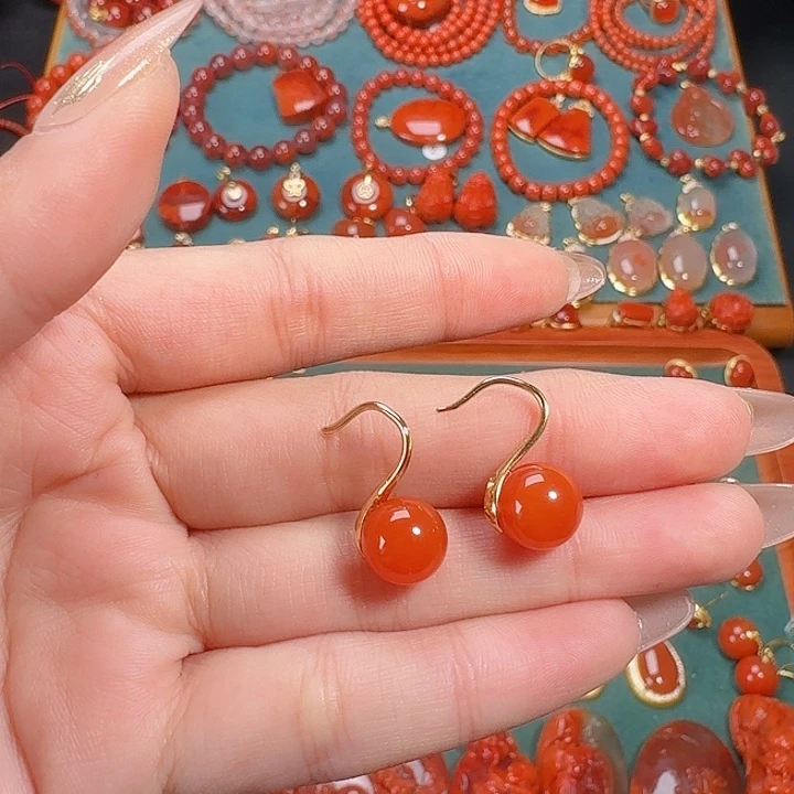 南红玛瑙银S925镶嵌9+