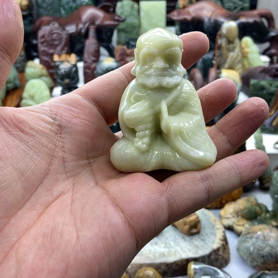 蛇纹石玉合金把件，小摆