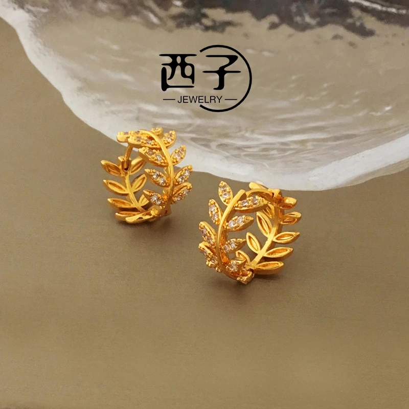西子饰品【麦穗耳扣】原创设计精致轻奢耳钉时尚高级感锆石耳环耳饰