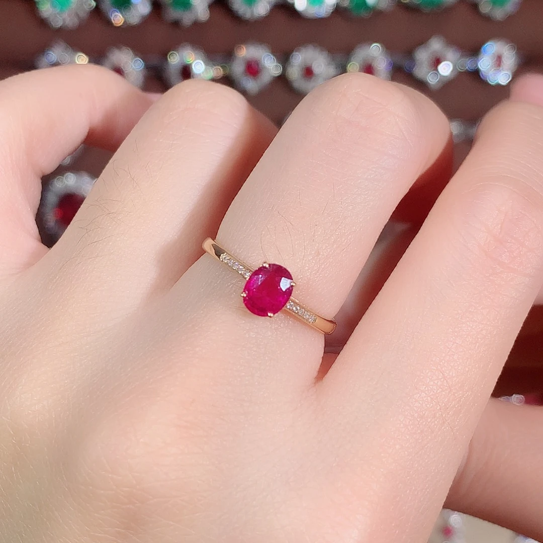 18K金镶嵌戒指碧玺0.7ct/天然宝石/七天无理由