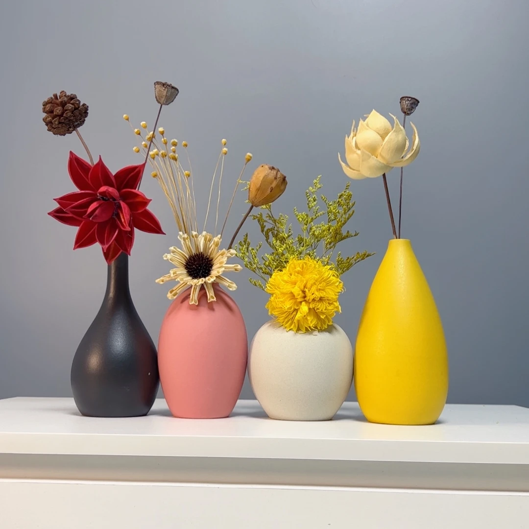 瓷片景德镇手作陶瓷花瓶摆件无孔