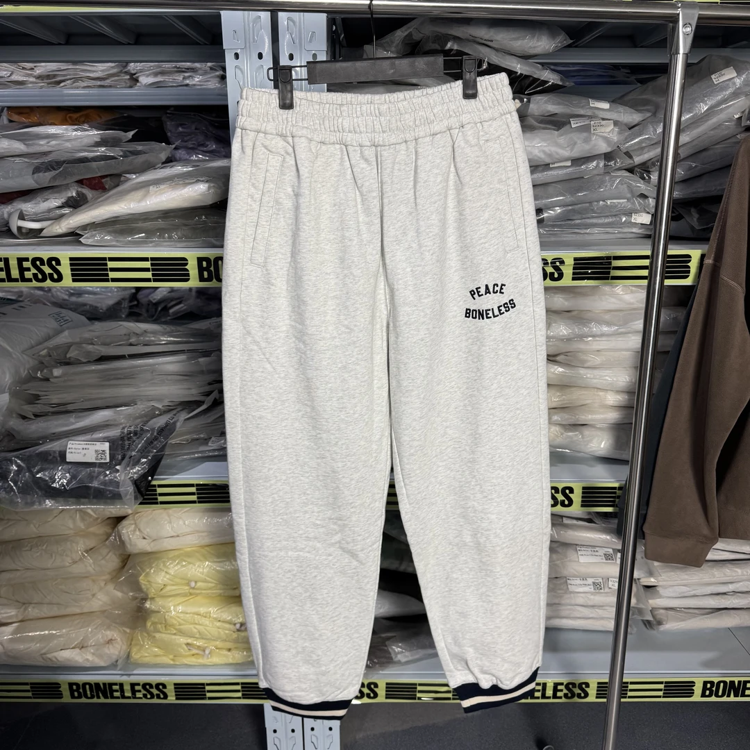 BLS复古螺纹拼接束脚卫裤K2792花灰色