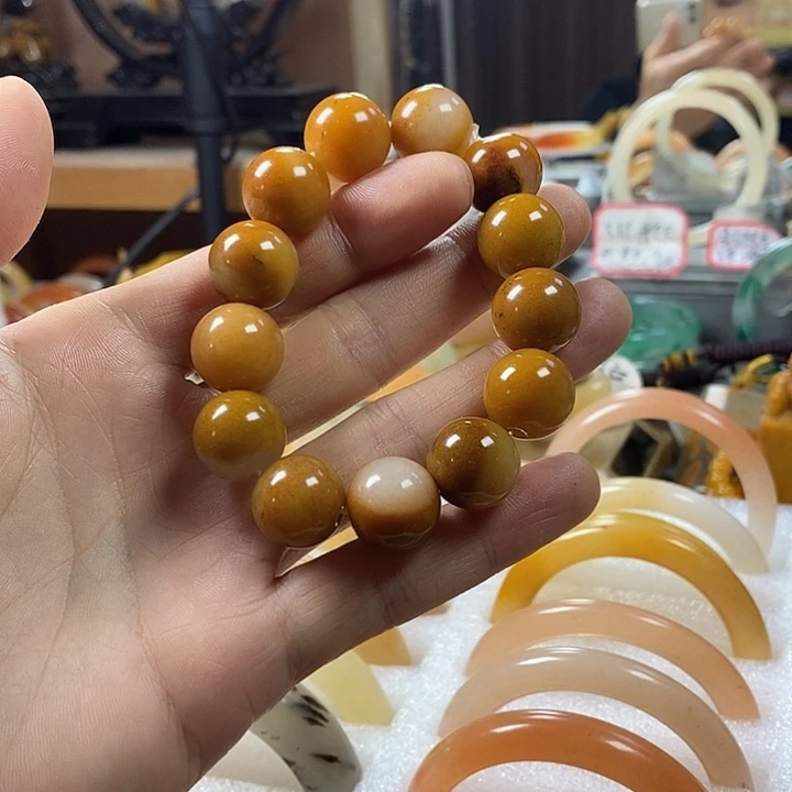 石英质玉（黄龙玉）合金手镯