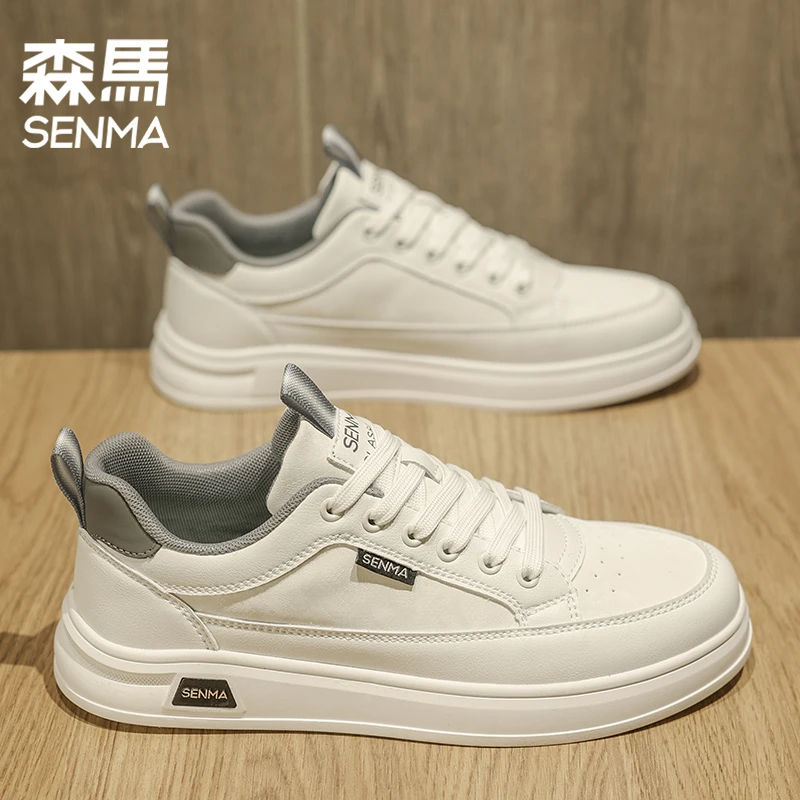 SENMA/森马男鞋冬季运动休闲低帮板鞋软底男士皮面潮流百搭小白鞋
