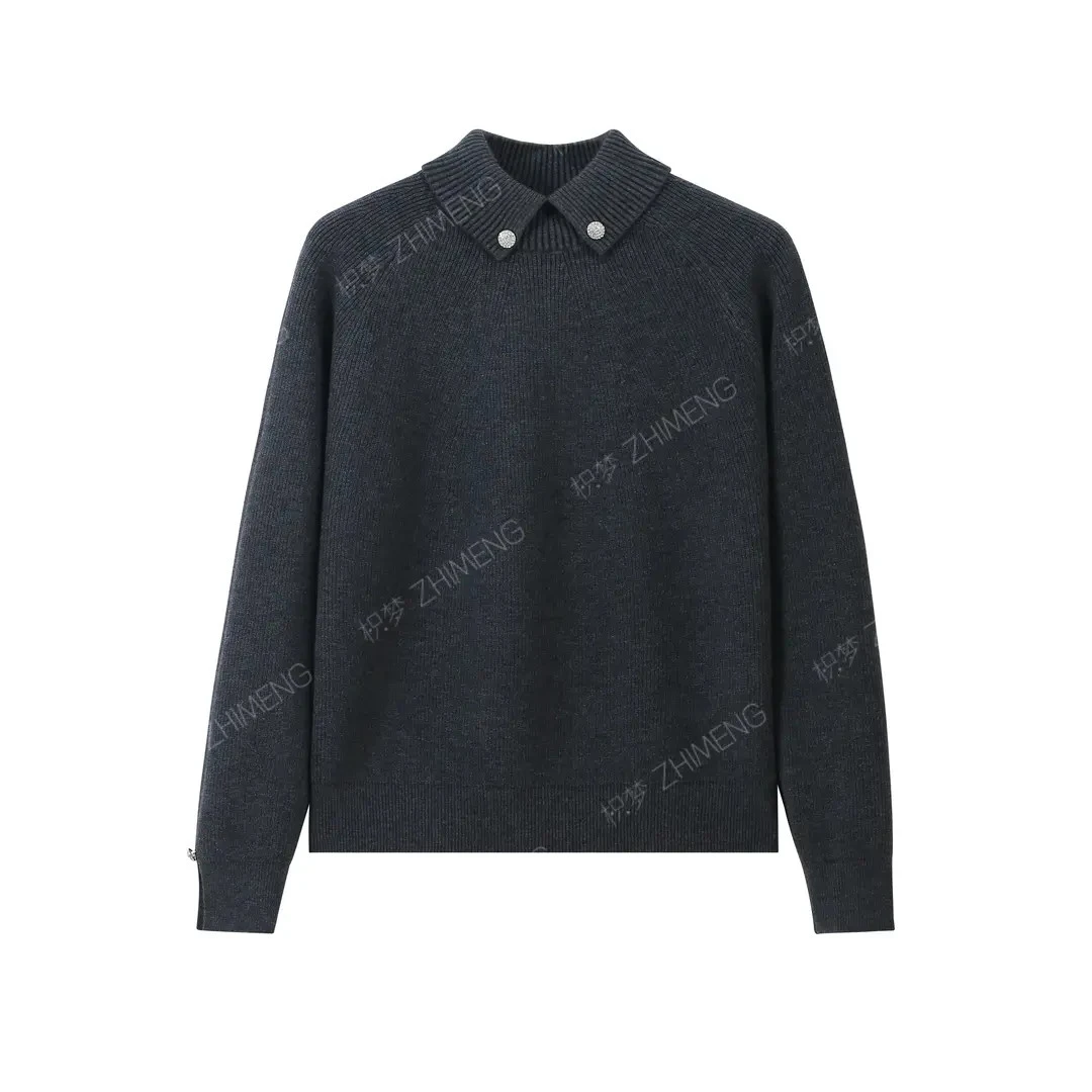 翻领高领毛衣女秋冬长袖高级感宽松显时尚打底针织衫上衣休闲