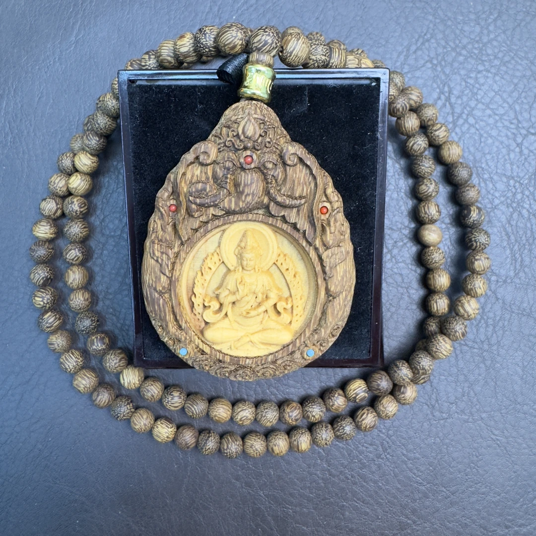 增香沉香木白旗【转盘观音】无礼盒高货吊坠多样性发其一