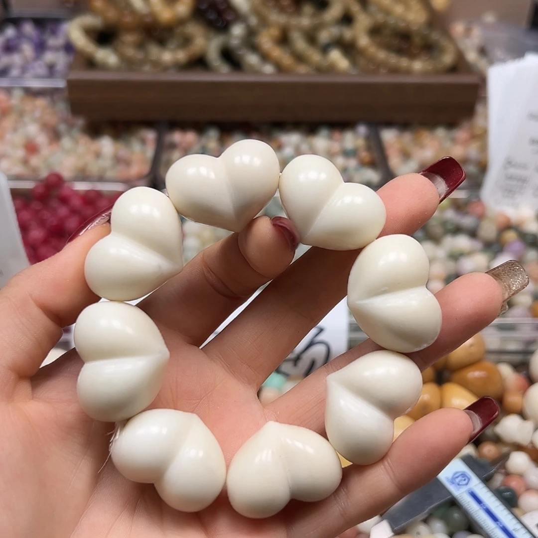 手串菩提根/象牙果瑕疵白皮桃左右孔8颗有裂