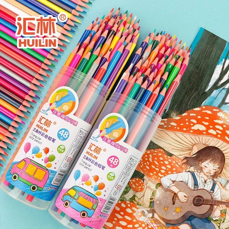 可擦彩色铅笔油性儿童画画彩铅12色24色36色48色学生绘画专用画笔