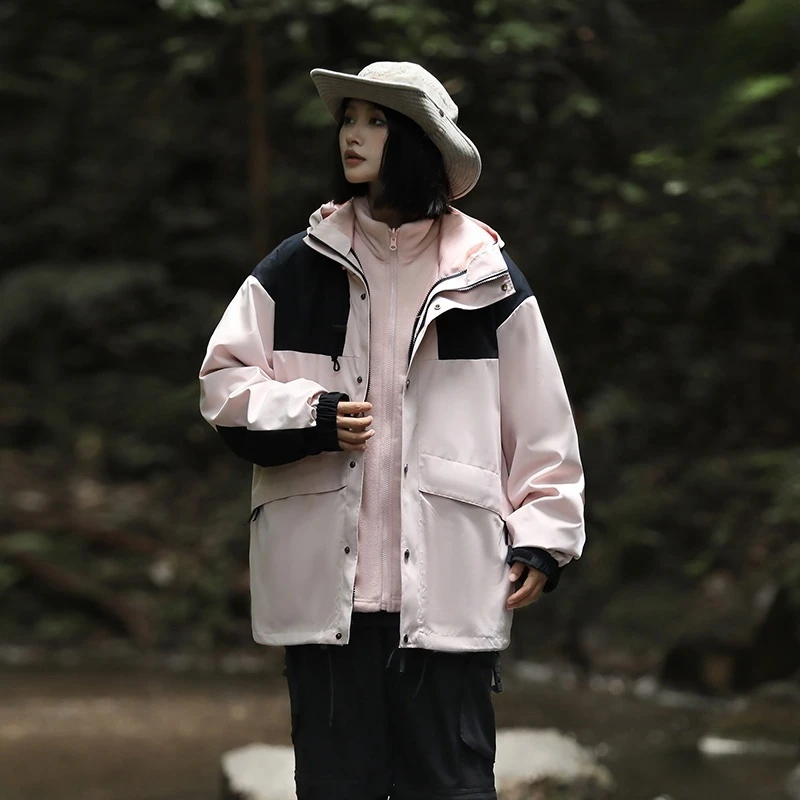 蕉下客三合一外套男女2024户外秋冬季加绒加厚防风保暖外套