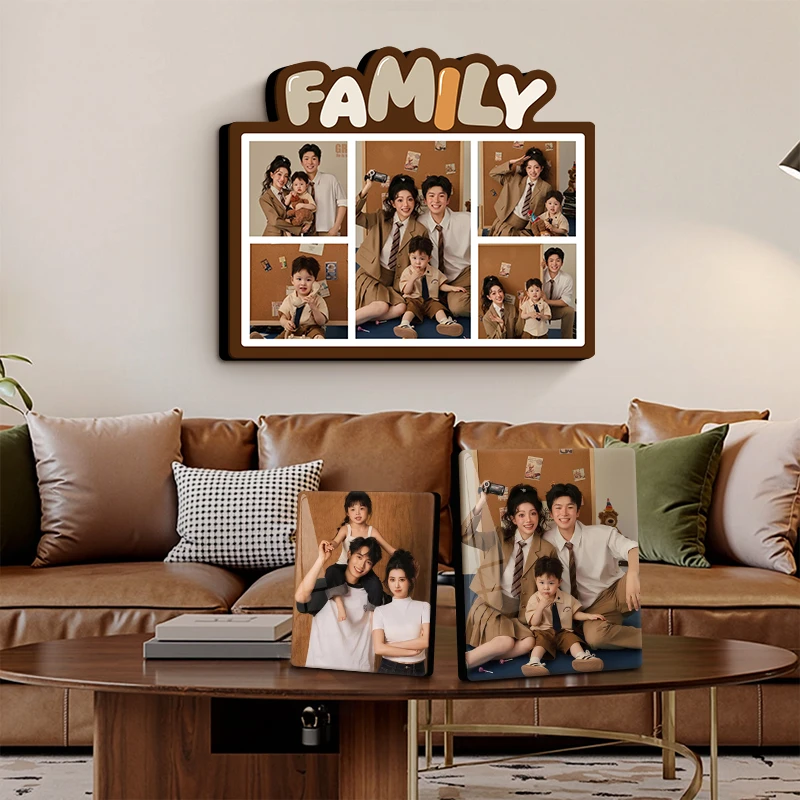【family五宫格组合】拍一发三大韩相框挂墙来图定制宝宝照艺术照