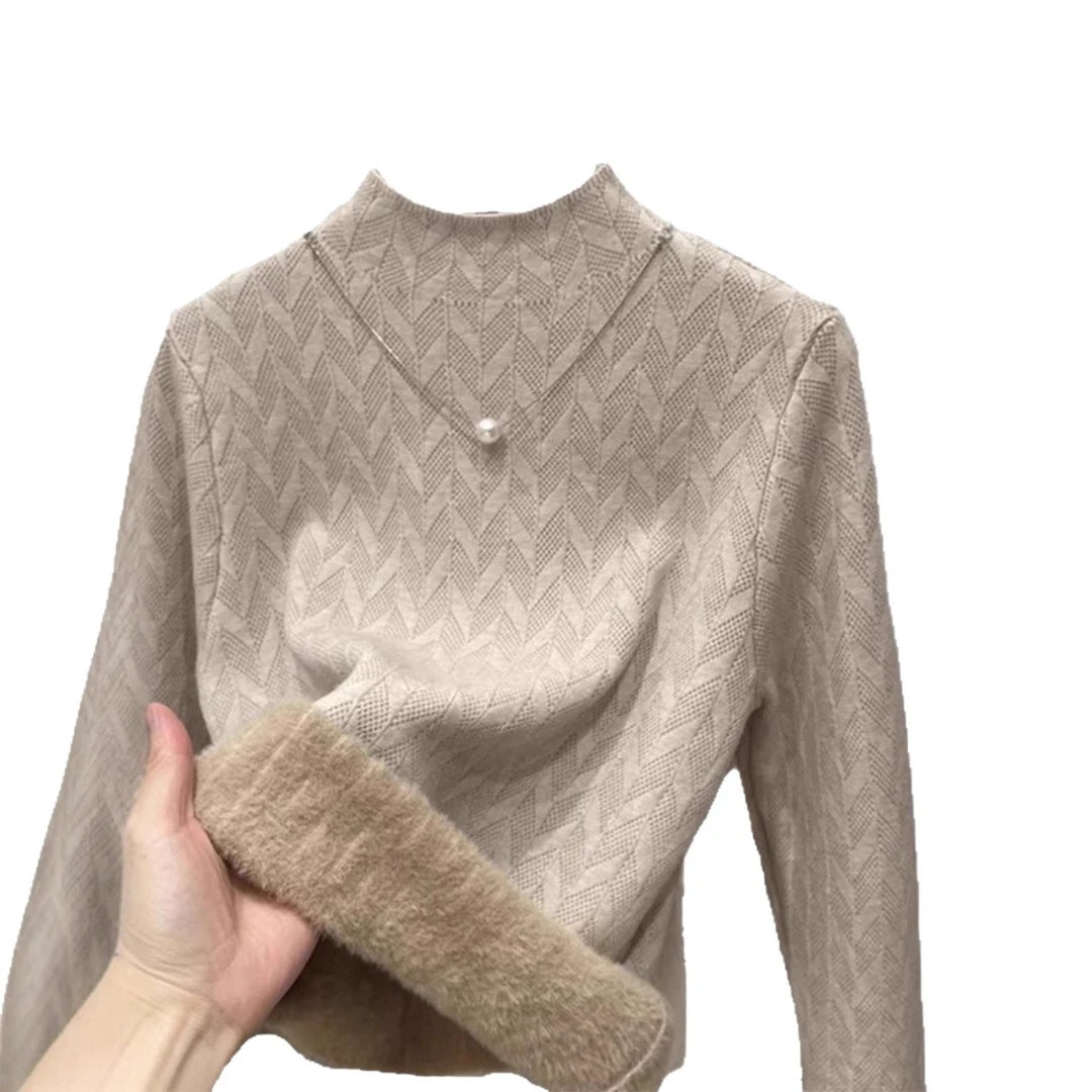 2025半高领毛衣女秋冬新款加厚一体打底衫内搭洋气修身上衣