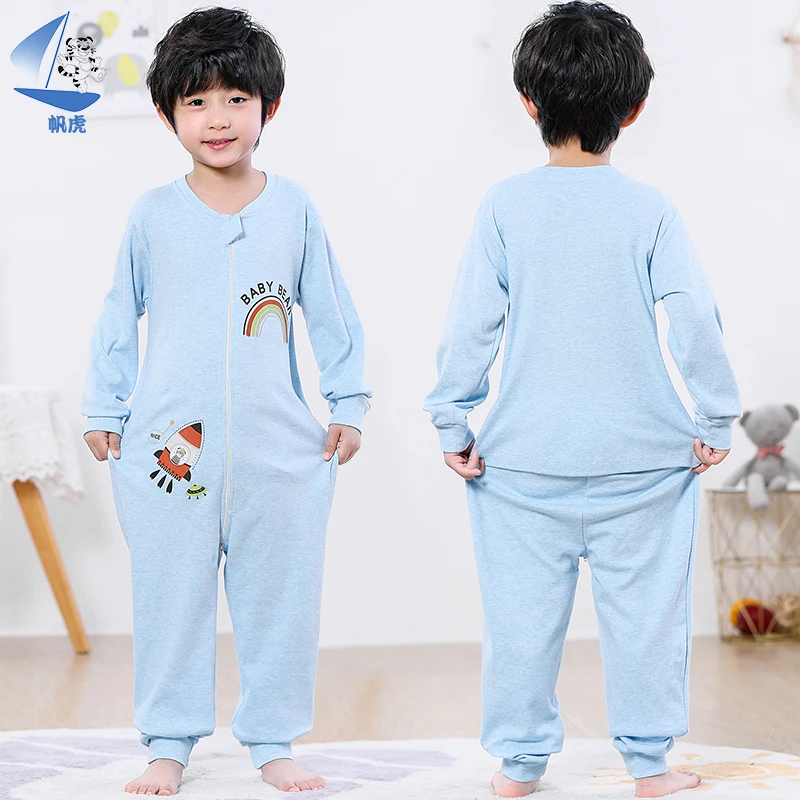 彩棉儿童连体睡衣睡袋春秋中大童