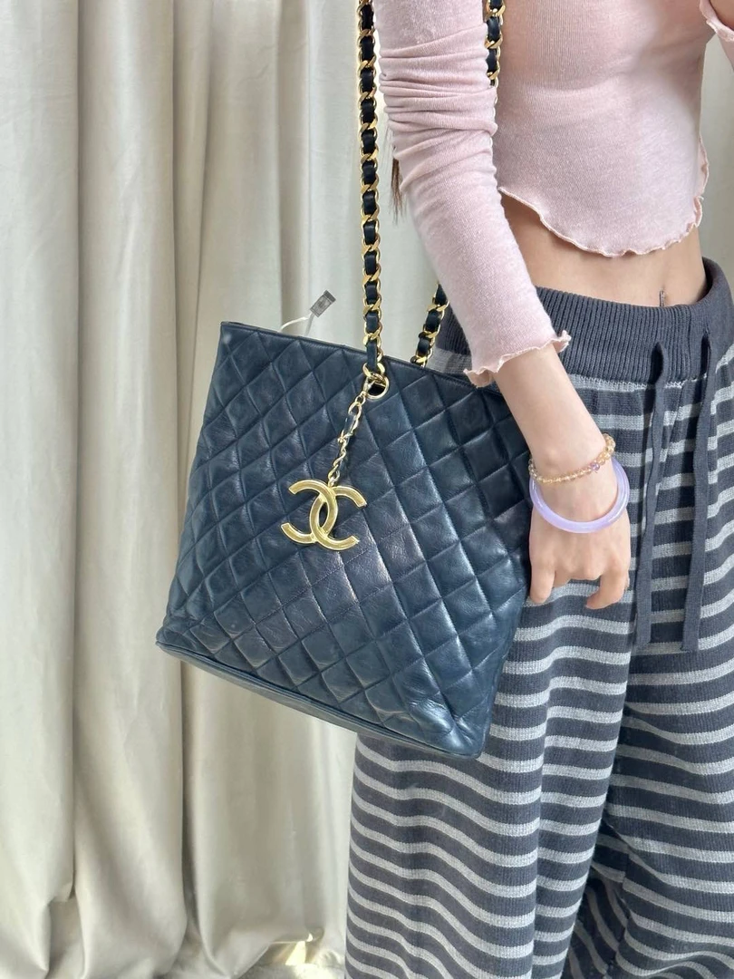 95新 Chanel/香奈儿 chanel 藏青色大双c单肩包
