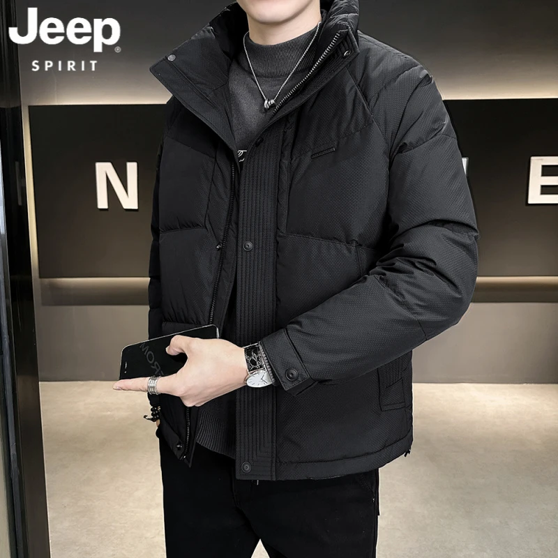 JEEP吉普羽绒服男冬季2025新款短款潮牌保暖百搭休闲立领加厚外套