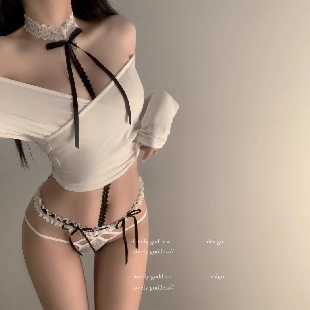 「LG」热辣雨霖*可爱甜美蕾丝蝴蝶结少女挂脖内裤性感纯欲三角裤