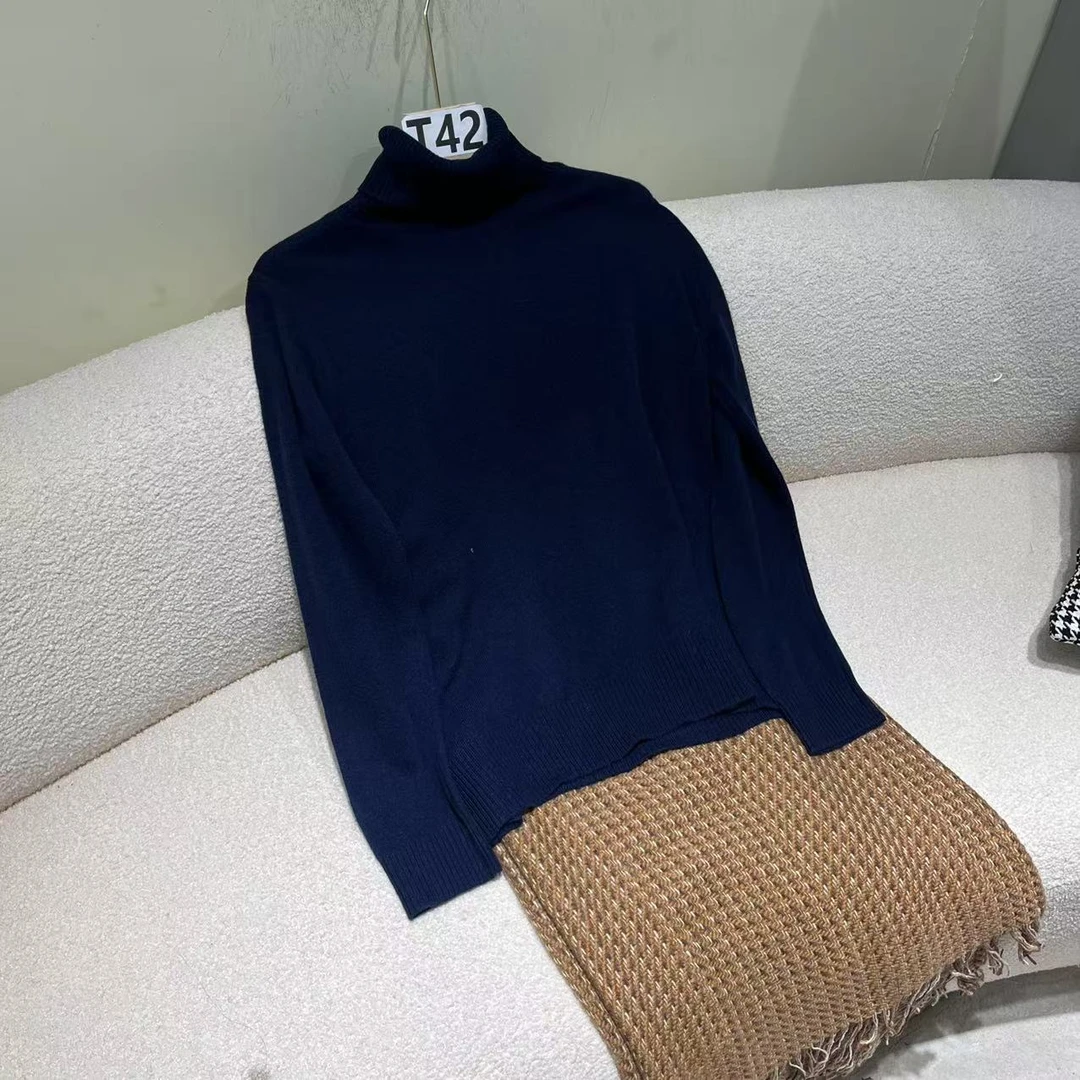T42  高领毛衣女春秋2024新款套头内搭针织衫宽松显瘦