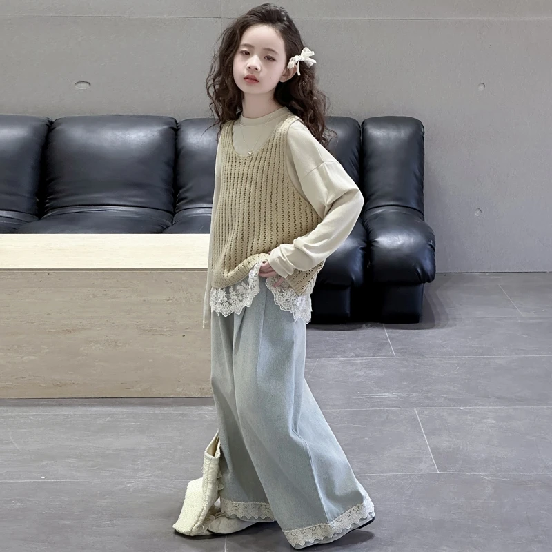 简约潮牌店铺儿童服装2025年新款衣服女童装秋装套装6-12岁高级感