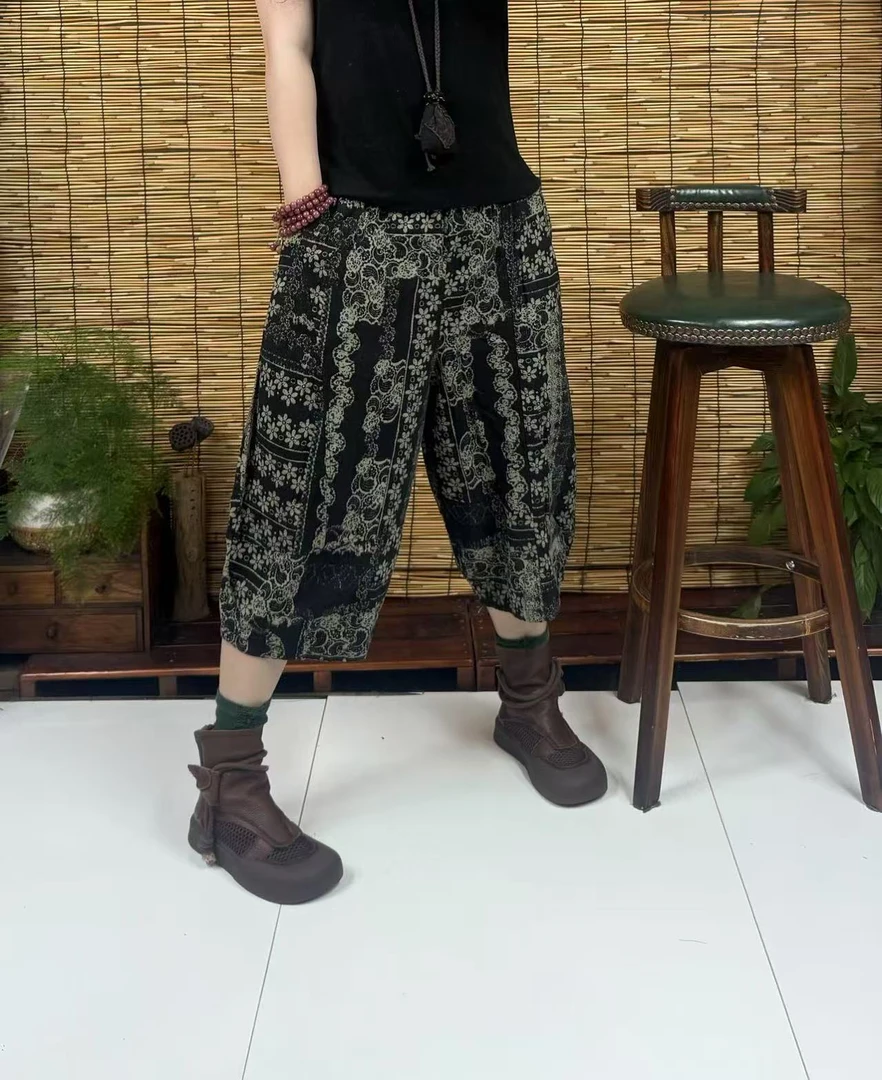 31138-1数码印花棉麻七分裤（长75左右，90-150斤）