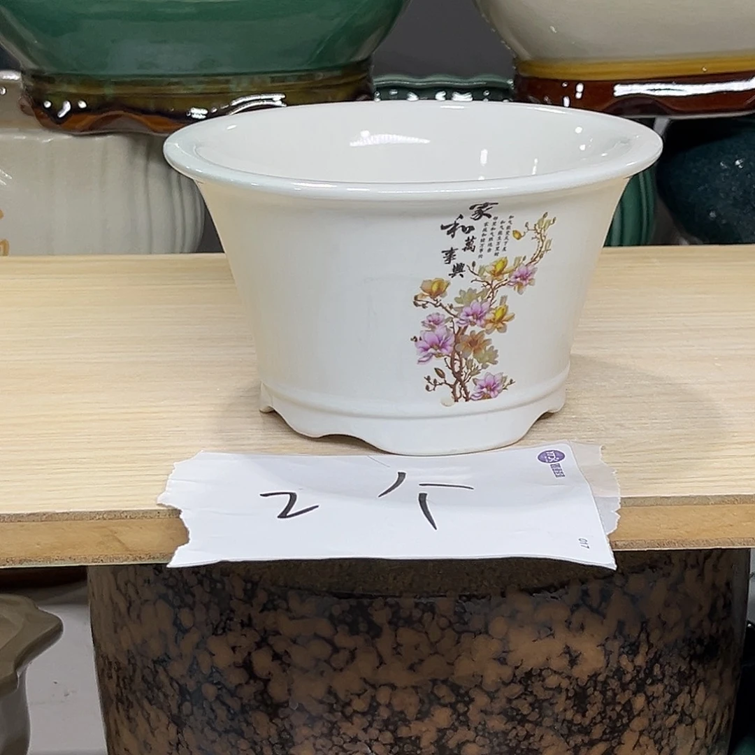 定***》陶瓷绿植多肉微瑕贴花盆口径15*9
