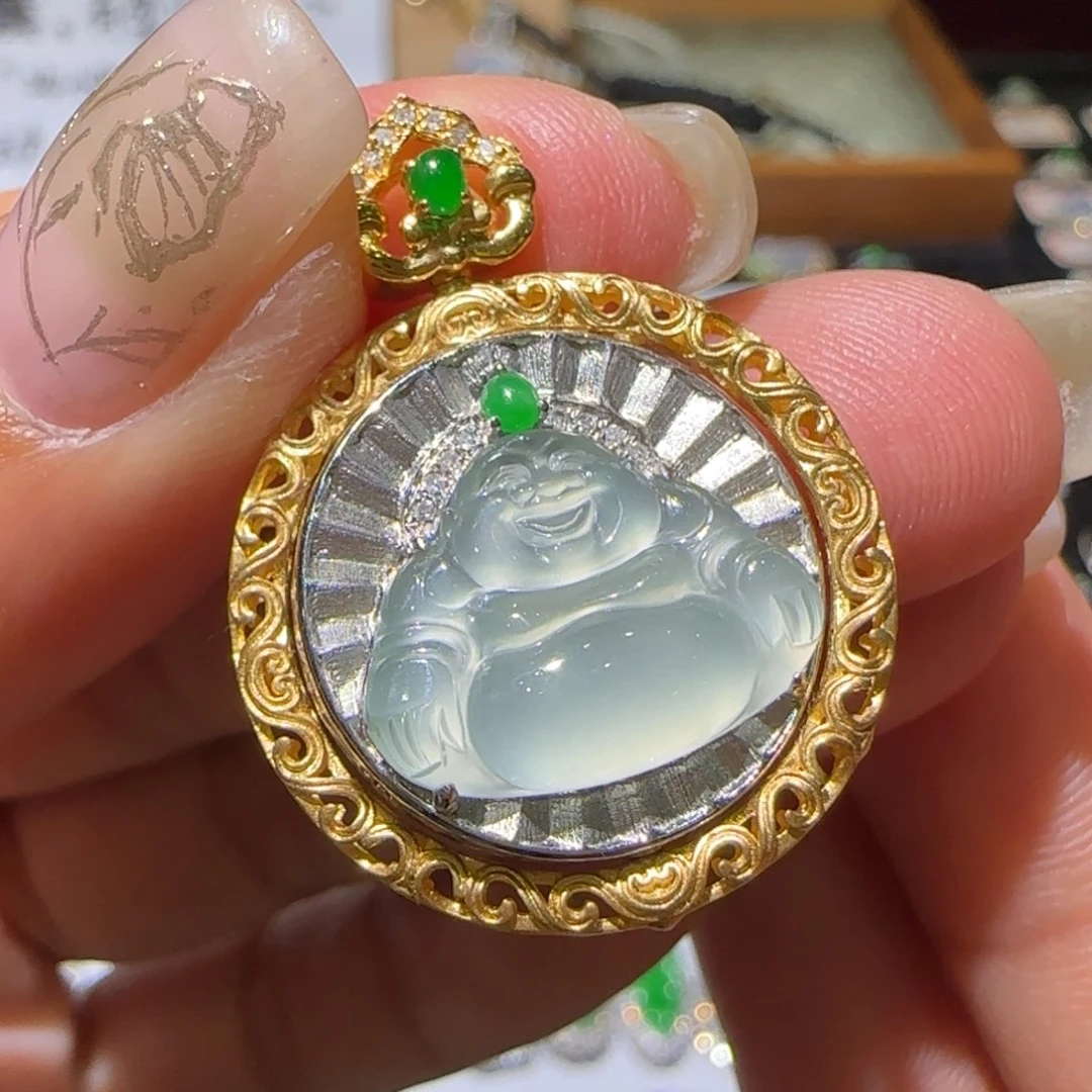 【闪购商品】翡翠颈饰18K金镶嵌天然