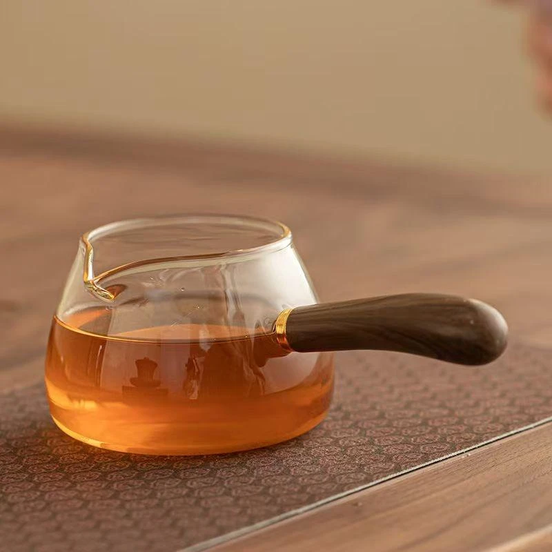 G1559-玻璃透明创意木质公道壶MC-B高级感高档茶具茶道