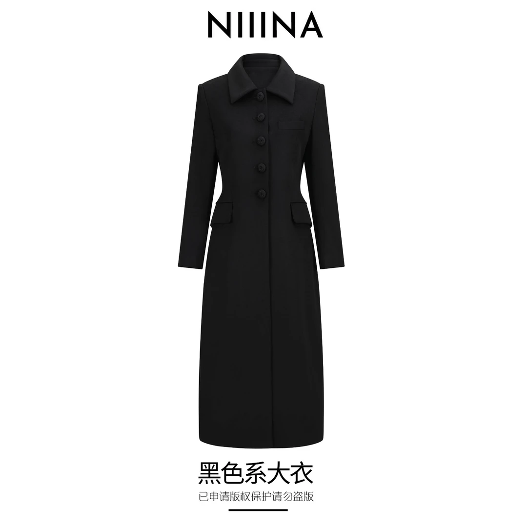 NIIINA设计师款赫本风秋冬大衣65076H