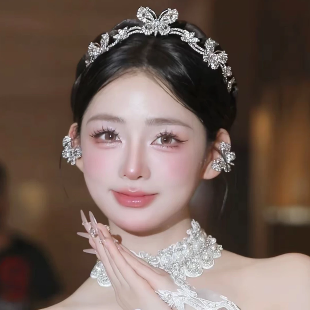 新款韩式仙气蝴蝶皇冠精致简约百搭新娘头饰