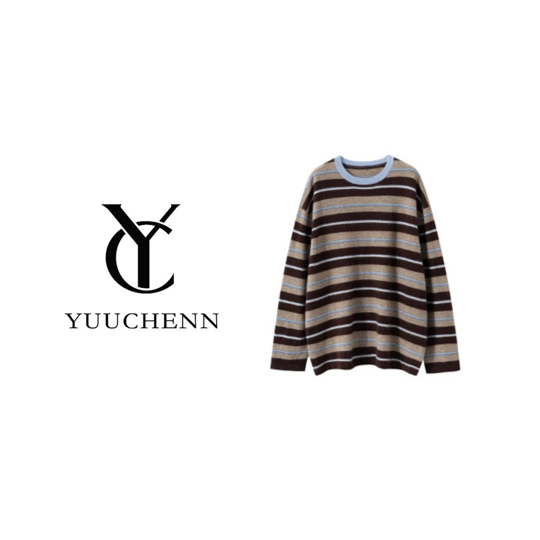 YUUCHENN爆火复古撞色条纹廓版圆领5009