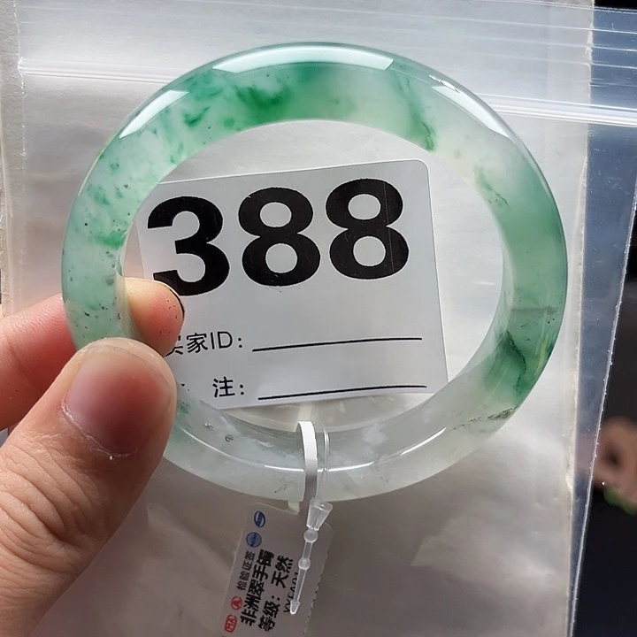 石英质玉（非洲翠）手镯未镶嵌388圈口58