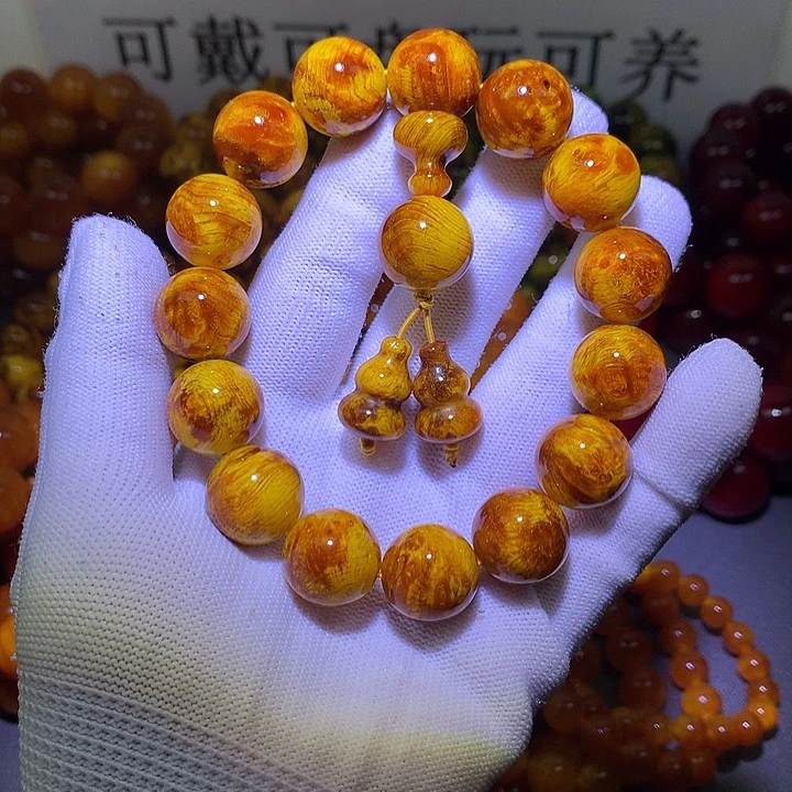 松木（琥珀木）手串/手链1.6 留疤玉化高货