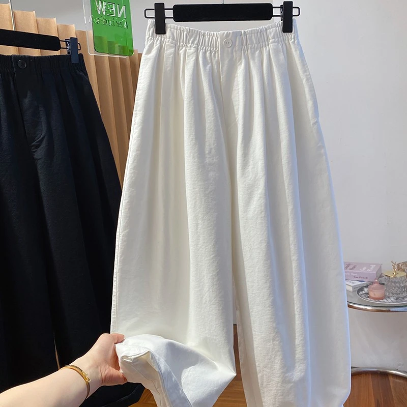夏秋新款今年流行白色气球裤女大码宽松九分灯笼裤休闲百搭阔腿裤