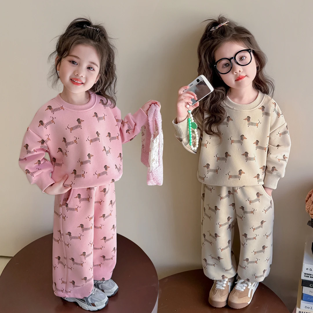 女童卡通卫衣套装洋气儿童春秋季新款女宝宝休闲两件套小女孩时髦