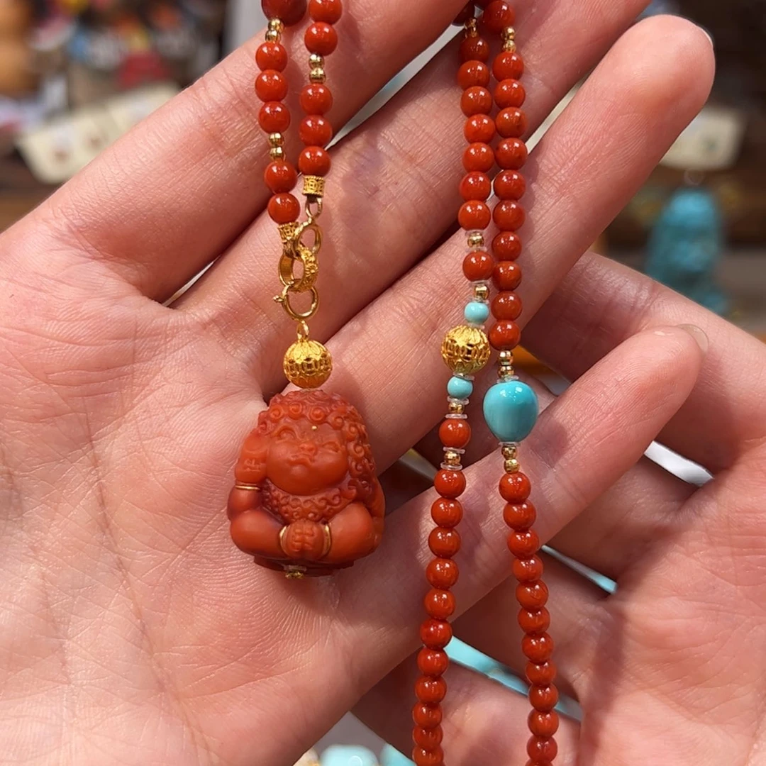 【闪购商品】项链18K金镶嵌南红玛瑙貔貅