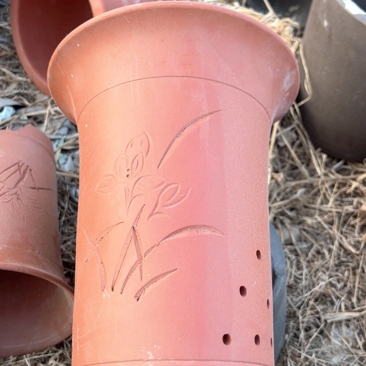 红陶紫砂兰花盆微瑕