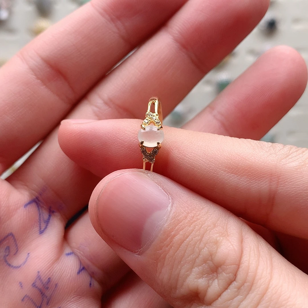 翡翠戒指银S925镶嵌0195