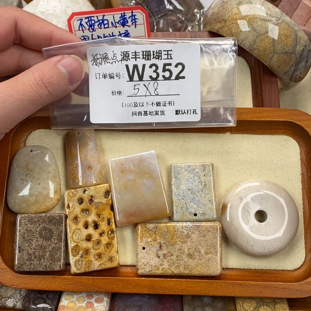 硅化玉颈饰未镶嵌粉*点