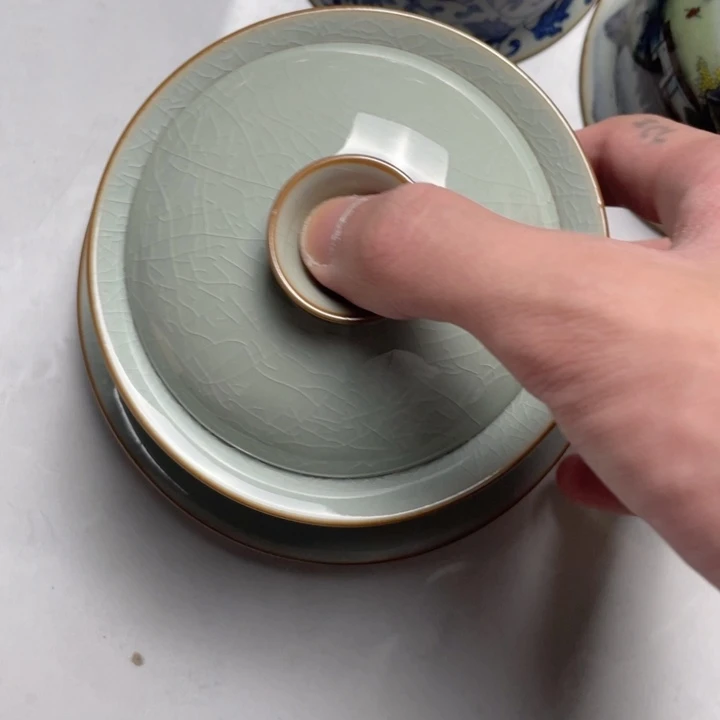 摆件青花素颜盖碗jjjj