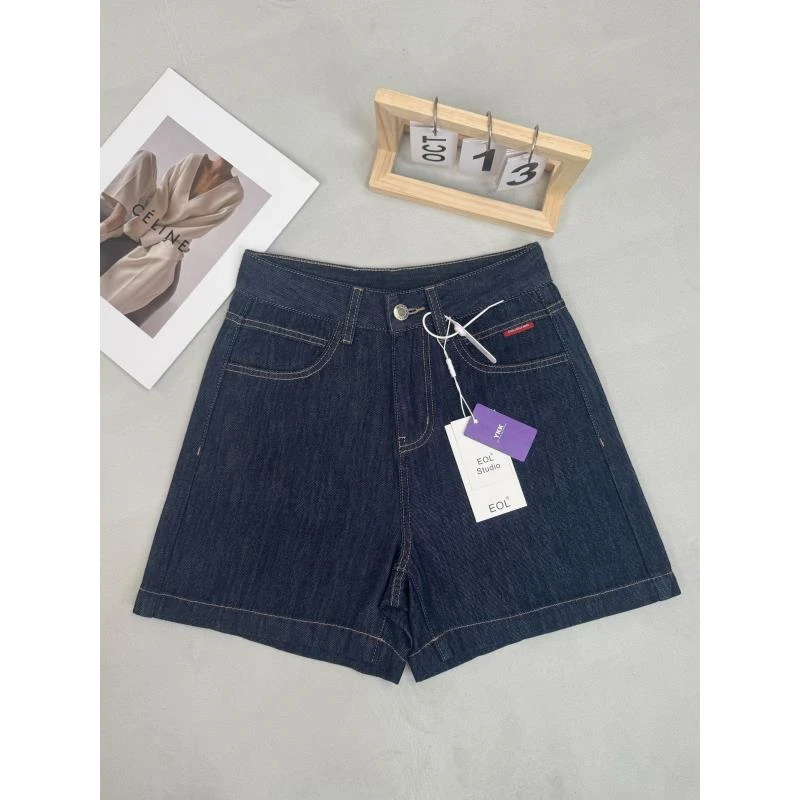 莱赛尔夏季薄款大码显瘦高腰时尚百搭阔腿宽松牛仔短裤女士7016