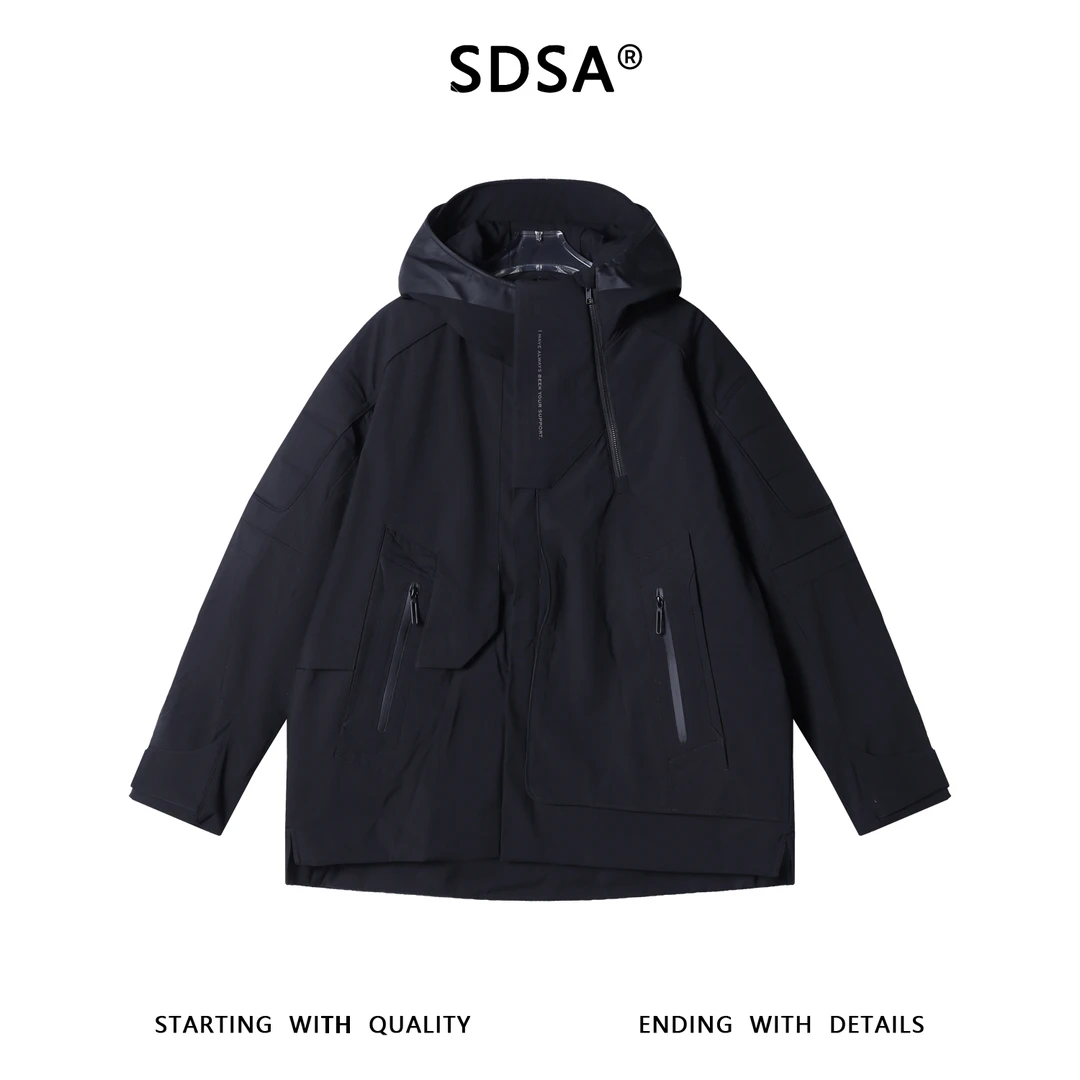 SDSA男士秋冬新款痞帅男装连帽羽绒服立领户外机能风外套百搭时尚