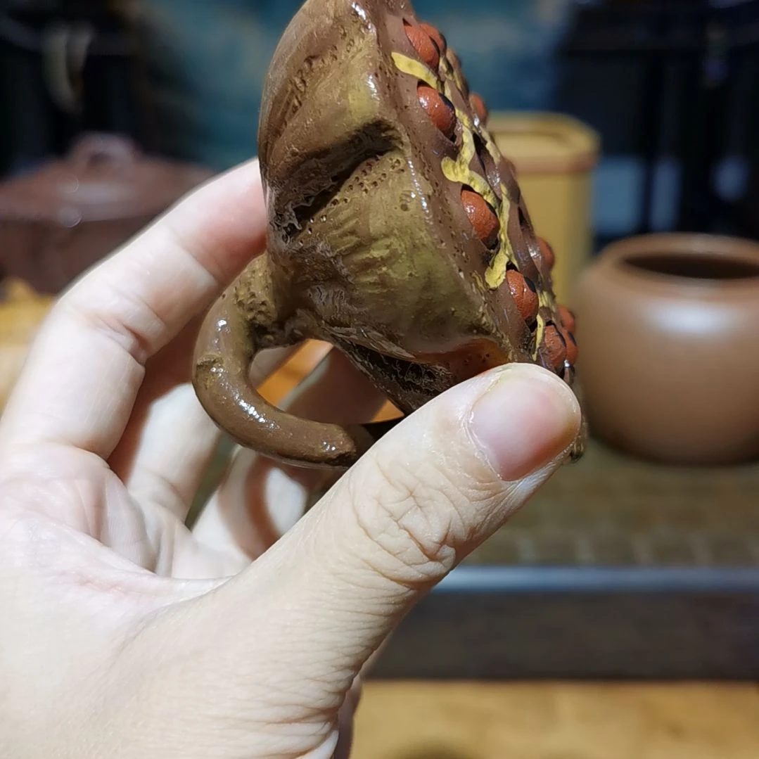 茶杯紫砂莲子摆件