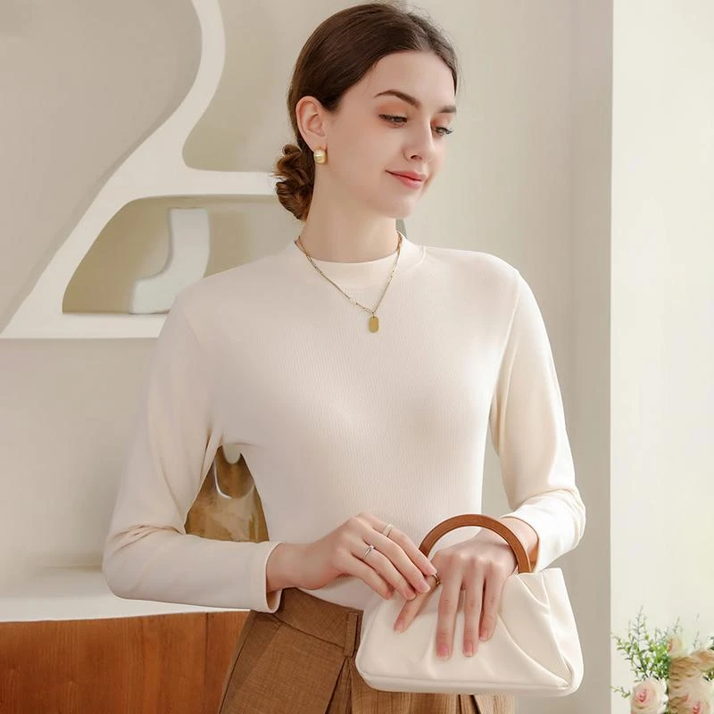 【大姑窝窝】慕斯暖绒发热打底衫修身内搭保暖衣女长袖秋衣