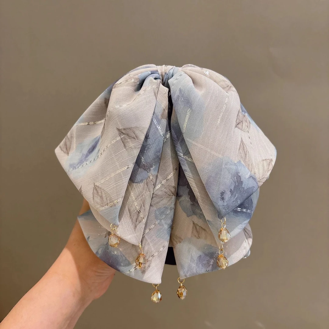 新款欧根纱抓夹新款高马尾女鲨鱼夹气质百搭半扎发发卡发夹仙女