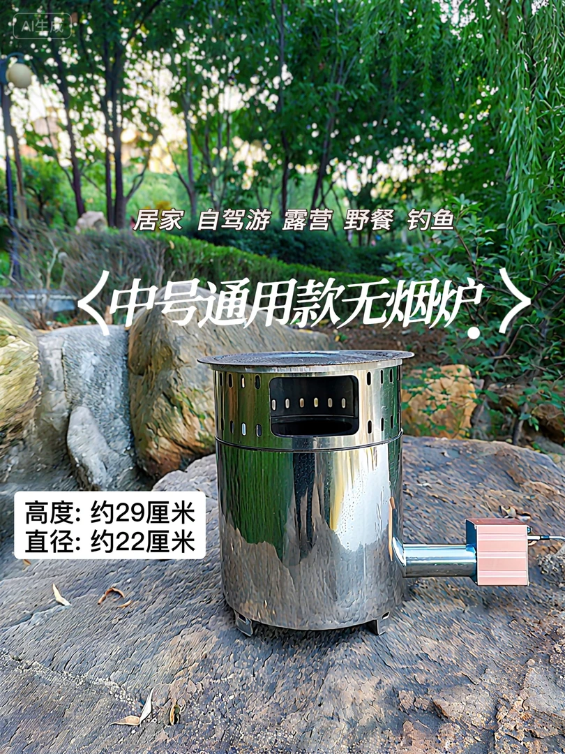 户外便携气化炉 户外无烟炉 柴火灶 不锈钢无烟炉 柴火饭 气化炉