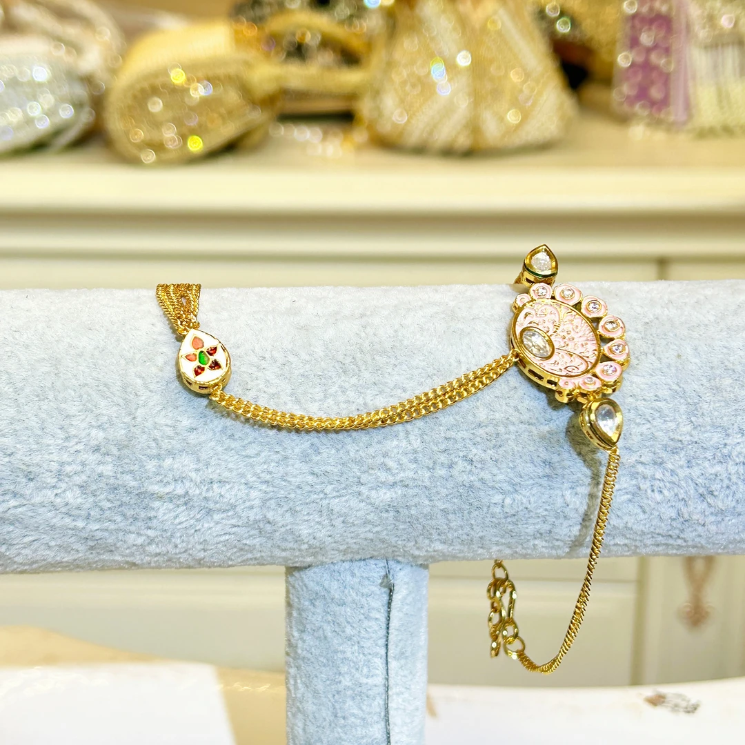 铜合金玻璃戒指 【55017】印巴印度戒指手指链气质轻奢时尚