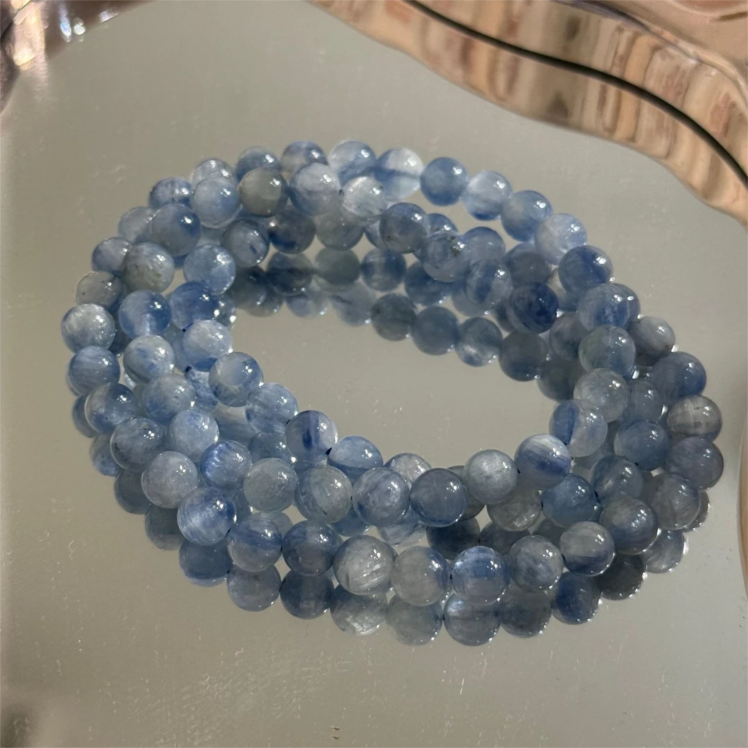 A梦珠宝-玉化蓝晶石三圈6.5mm成品手串diy