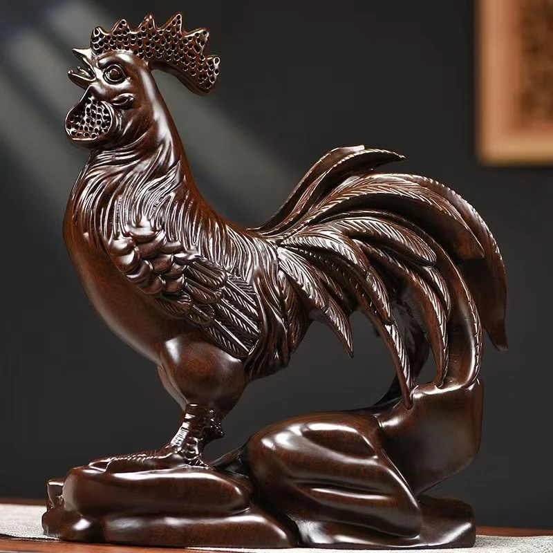 高15黑檀木雄鸡木雕摆件