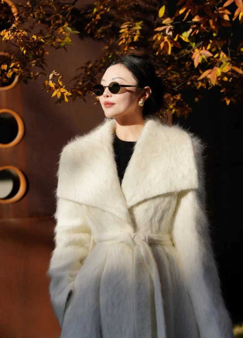 【卓老板】重工拉绒兔毛大衣55101