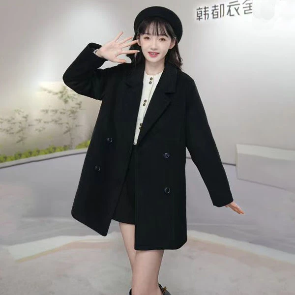 HSTYLE/韩都衣舍【内胆加厚夹棉】显瘦极简风韩系短款大衣 25218-3