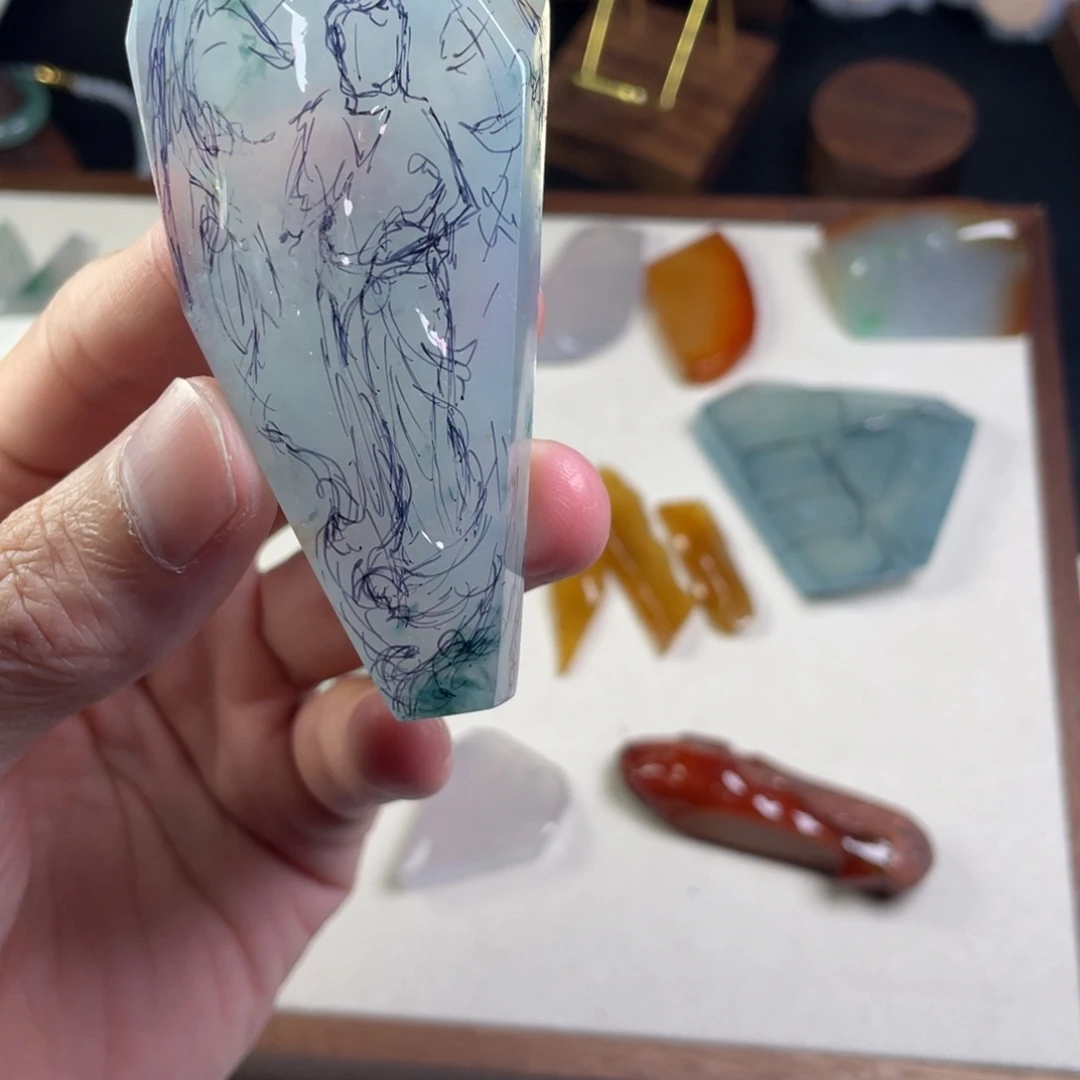 翡翠未镶嵌挂件观音牌
