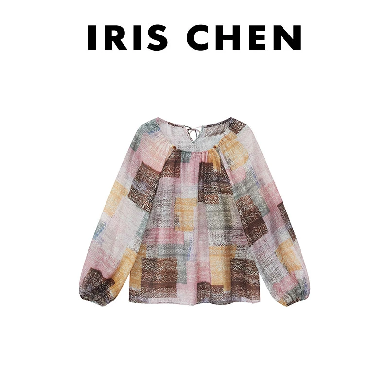 现货IRIS CHEN 塞班 2025春夏天丝格子洋气百搭显瘦衬衫女25SY169
